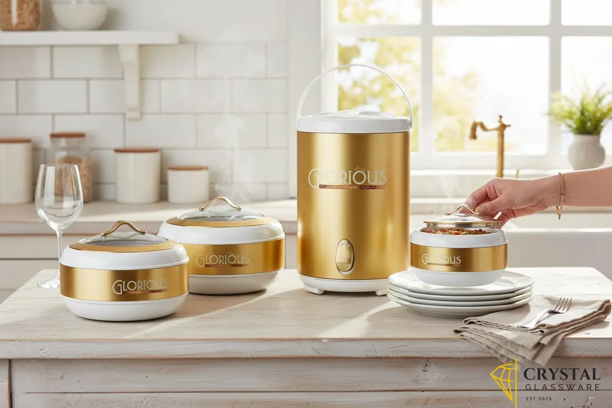 Glorious 4pcs  cooler & hotpot set with glass lid 